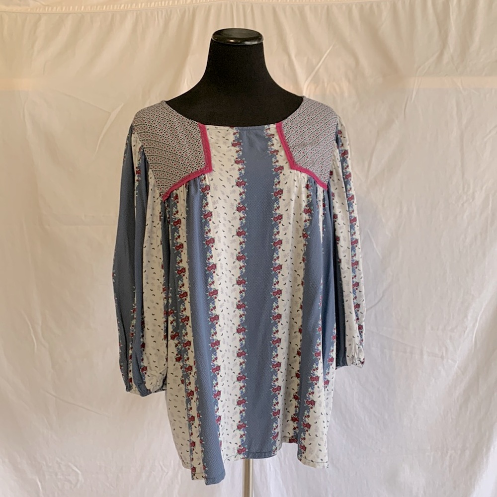 Matilda Jane Peasant style, 3/4 balloon sleeve Blouse (size L)